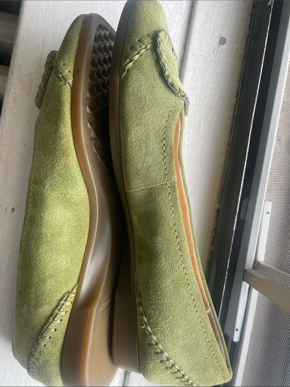 AEROSOLES Light Green Suede Slip-On Ballet Flats - Picture 8 of 9